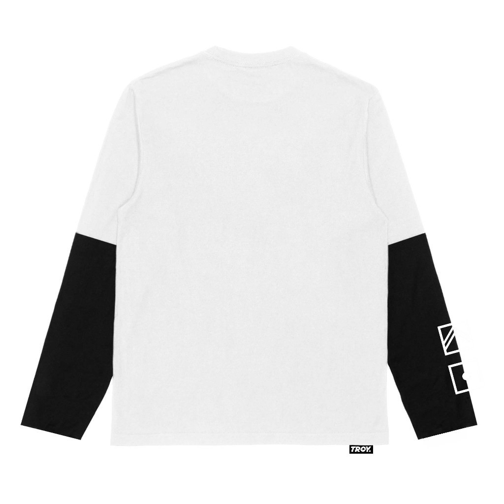 Troy Company Double Sleeve Longsleeve Tshirt White TROY Basic - Kaos Lengan Panjang Putih Hitam DS 2448