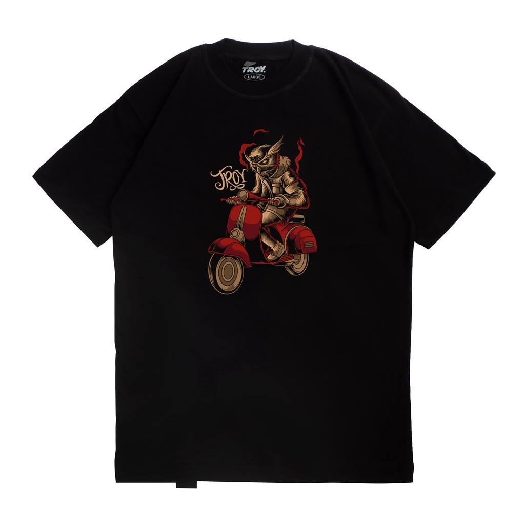 Troy Company Tshirt Black Owl Gass Vespa - Kaos Pria Lengan Pendek Hitam MTD 2004