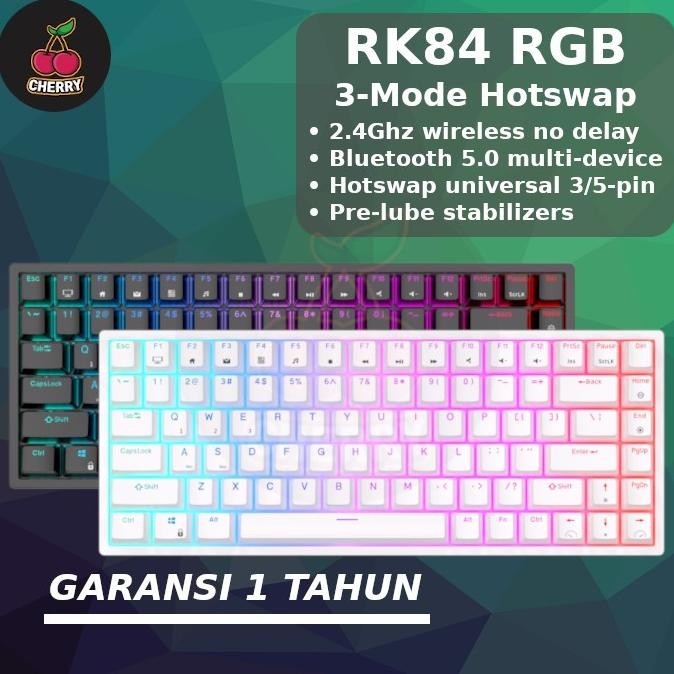 Royal Kludge Rk84 Rgb Wireless Bluetooth Mechanical Keyboard