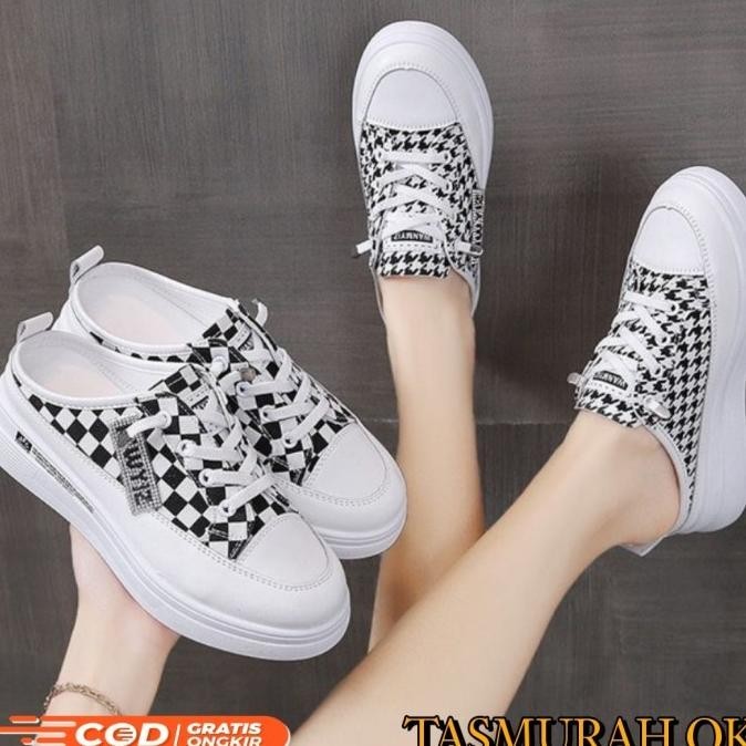 Sepatu Sandal Model Selop Slip On Import Sneakers Wedges Wanita Korea