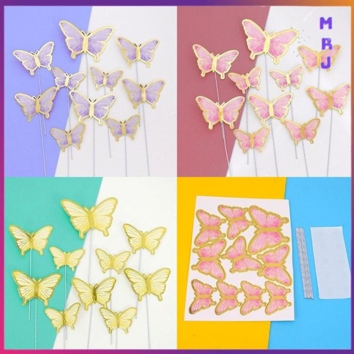 

MRJ Cake Topper Kupu-Kupu Dekorasi Hiasan Kue Ulang Tahun Isi 10 Pcs