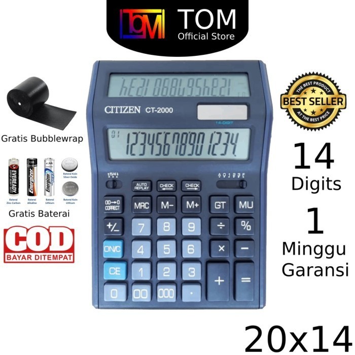 

KALKULATOR BESAR 2 LAYAR 14 DIGIT - KALKULATOR CHECK CALCULATOR CITIZE