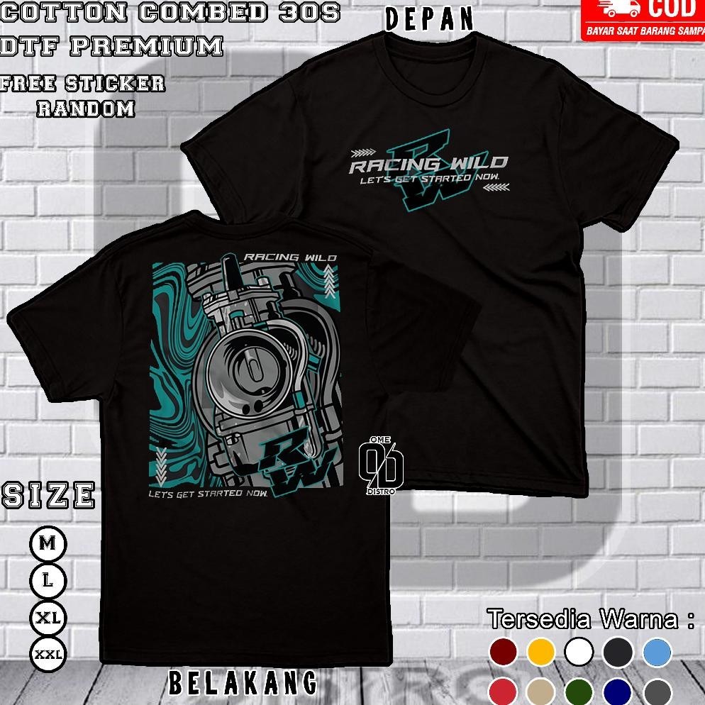 Terbaru Baju Kaos Distro Racing Wild Rw Karburator Cotton Combed 24S T-Shirt Premium
