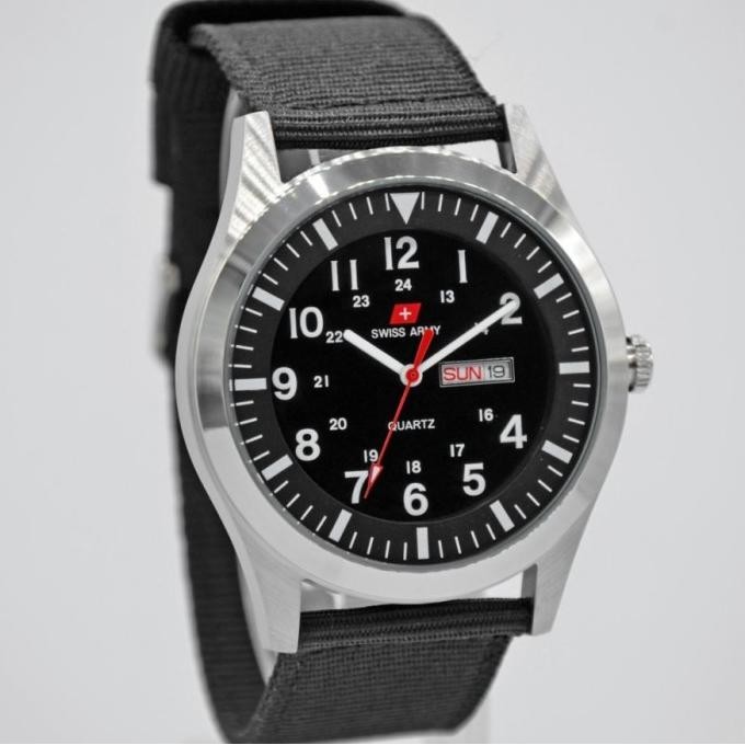 Jam Tangan Pria Swiss Original Army Sa1881 Hari Tanggal Bahan Canvas