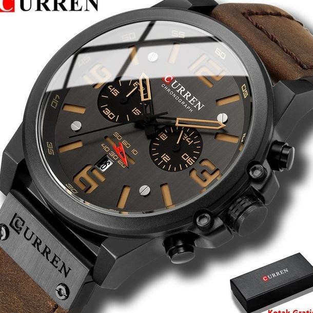 Curren Jam Tangan Pria Chronograph Tanggal Jam Kulit Tahan Air 8314