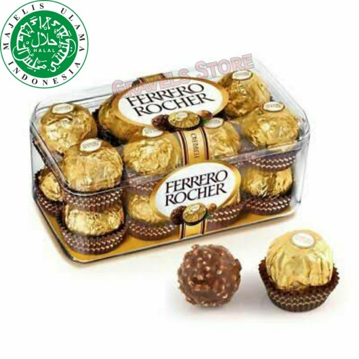 

Ready [T16] Ferrero Rocher isi 16 Pcs / Butir - Cokelat Kacang Hazelnut