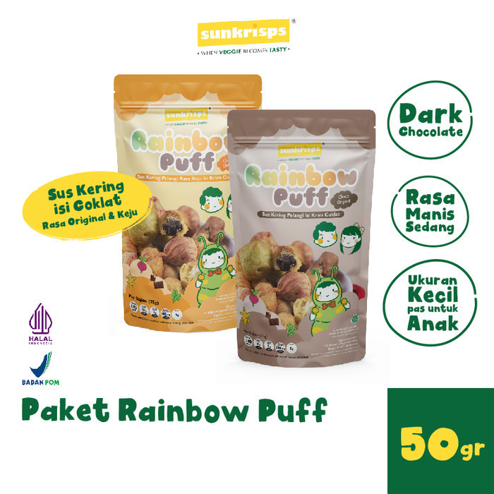 

Ready Paket rainbow puff sus kering pelangi coklat by sunkrisps