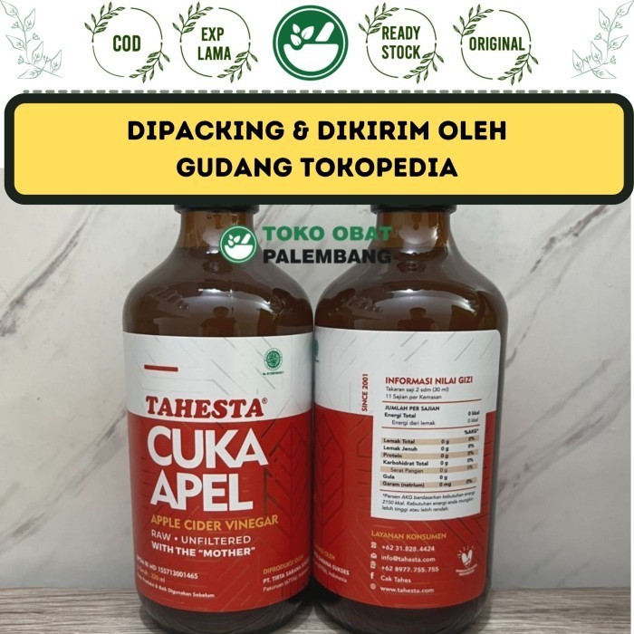 

Sale Cuka Apel Tahesta 320Ml Apple Cider Vinegar Raw Unfiltered With Mother