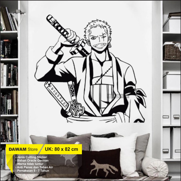 CUTTING WALL STICKER ONE PIECE STIKER DINDING ZORO ONE PIECE BESAR