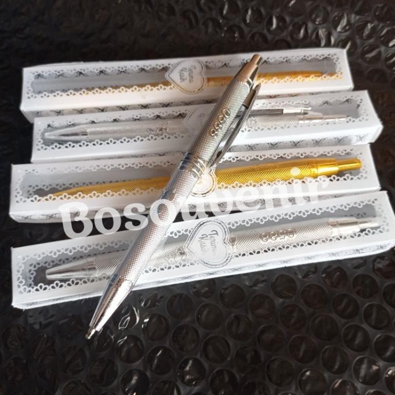 

KLO Isi 100 Souvenir Pulpen Emas Perak dikemas Mika motif TERLARIS