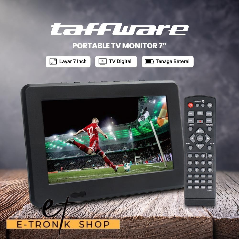 ETRONIK Taffware Portable TV Monitor Digital 7 Inch DVB-T2 Rechargeable - D7