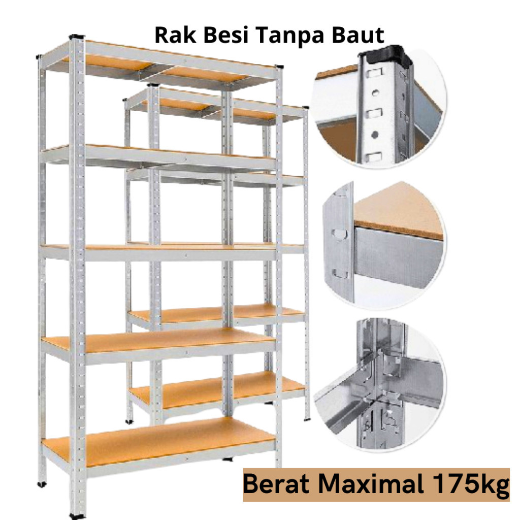 Hy Rak Besi Susun Serbaguna Rak Besi Rakit Tanpa Baut Rak Besi Siku Lubang Rak Yimpanan Barang Rak 5