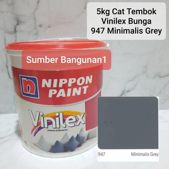 Cat Tembok Abu Tua 947 Minimalis Grey 5Kg Nippon Paint Vinilex Bunga