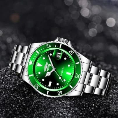 Winner Watch Automatic Mechanical Men Watch Green Free Box