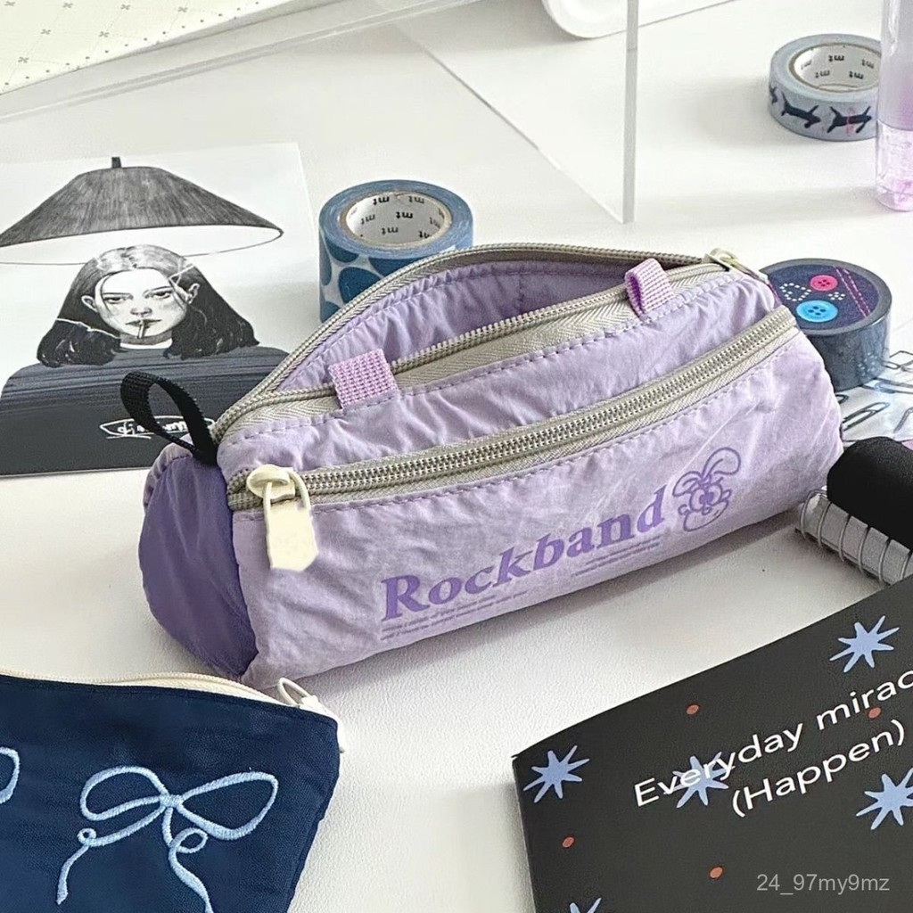 

MilkfufuPencil caseinsGood-looking Student Stain-Resistant Large Capacity Egg Roll Pencil Case Simple and Soft Stationery Storage Bag MK0U