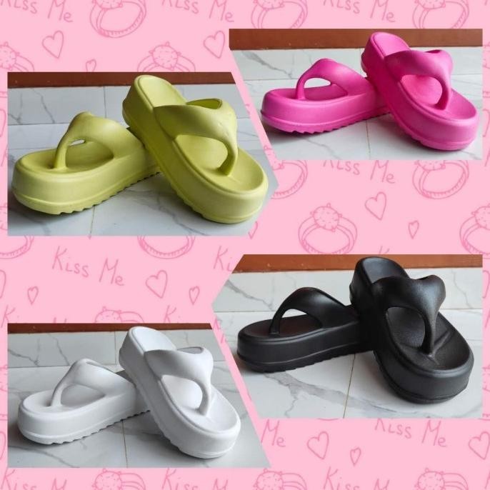 Sandal Wanita Sandal Jepit Wedges Tinggi 7Cm