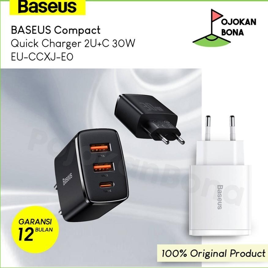 PROMO  Baseus Kepala Charger Compact Quick Charger 2U+C 30W