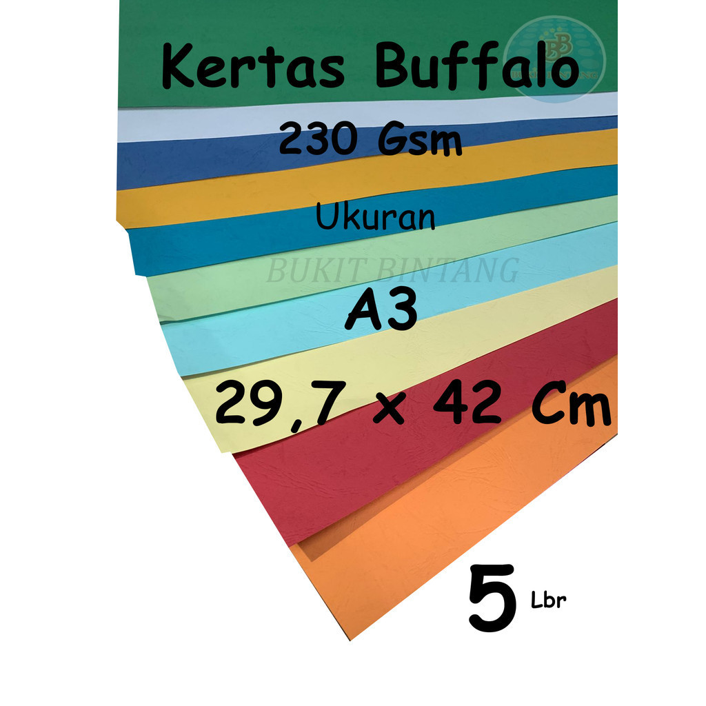 

Kertas Buffalo PINDO 230 Gsm uk A3 ( 29,7 x 42 Cm ) , 5 lembar