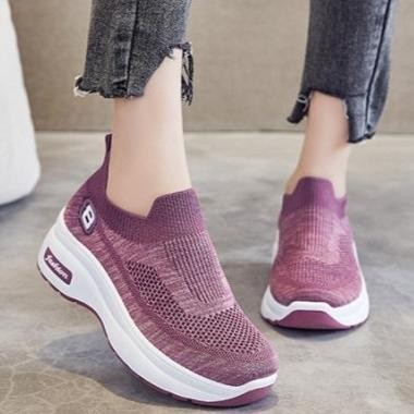 Sepatu Wanita Sepatu Slip On Wedges Tebal 5 Cm Model Skechers Wanita
