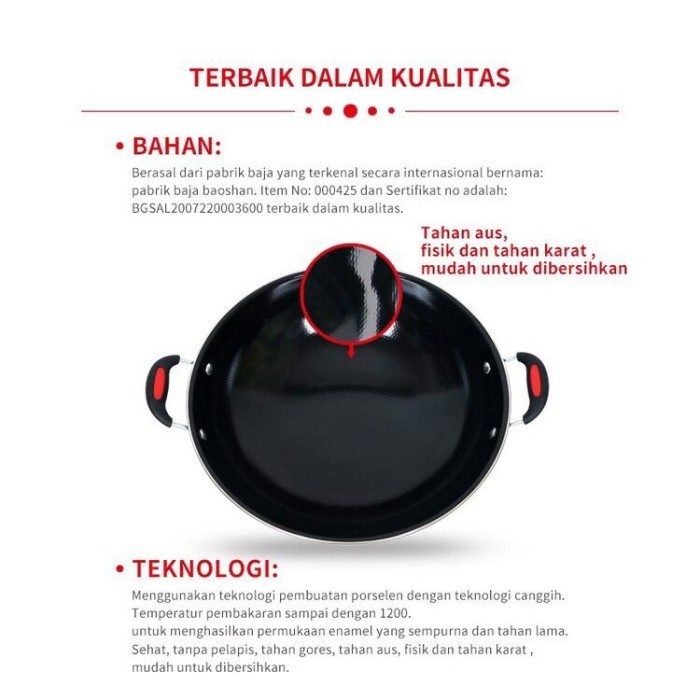 Wajan Teflon Enamel/Wajan Penggorengan/Wajan Diskon Besar