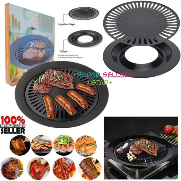 Panggang Bbq Grill Pan Bulat Kompor / Grill Pan Panggangan Bulat Korea