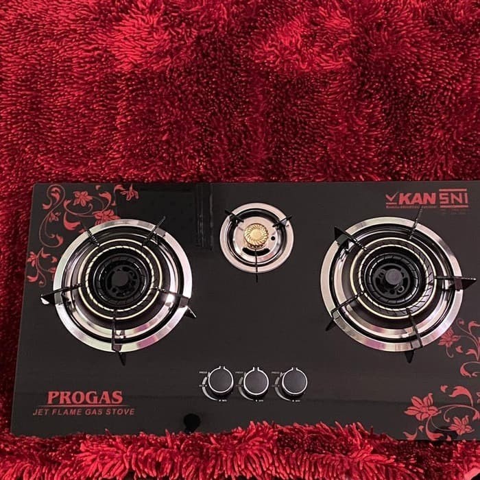 Kompor Gas Kaca Tanam Progas 3 Tungku