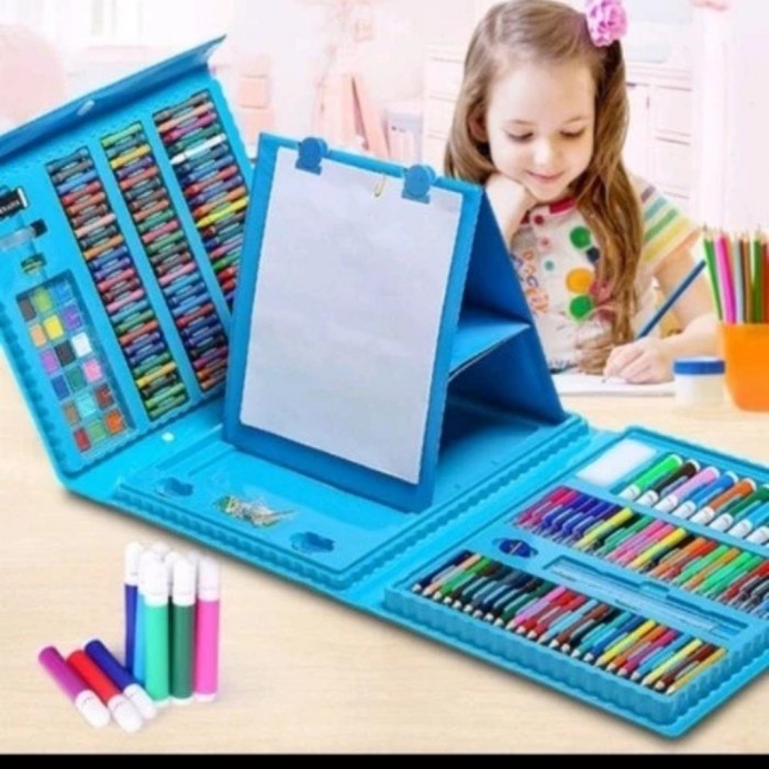 

Alat Lukis Super Mega Art 208 Pcs Crayon Oil Paste Warna Set - Biru