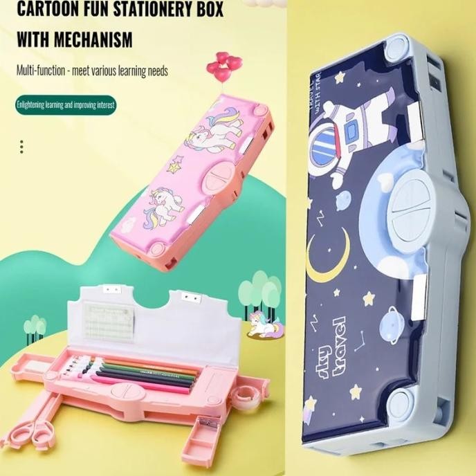 

Kotak Pensil Pola Kartun Lapisan Ganda Tunggal dengan Rautan Kapasitas