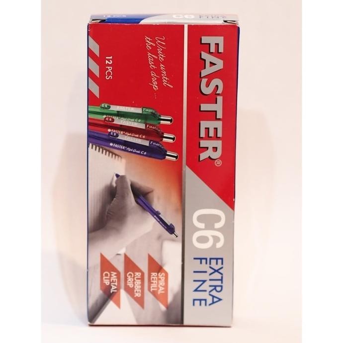 

Ballpoint /Pulpen Faster C6 ,0.7 mm isi 12 pcs - black & blue