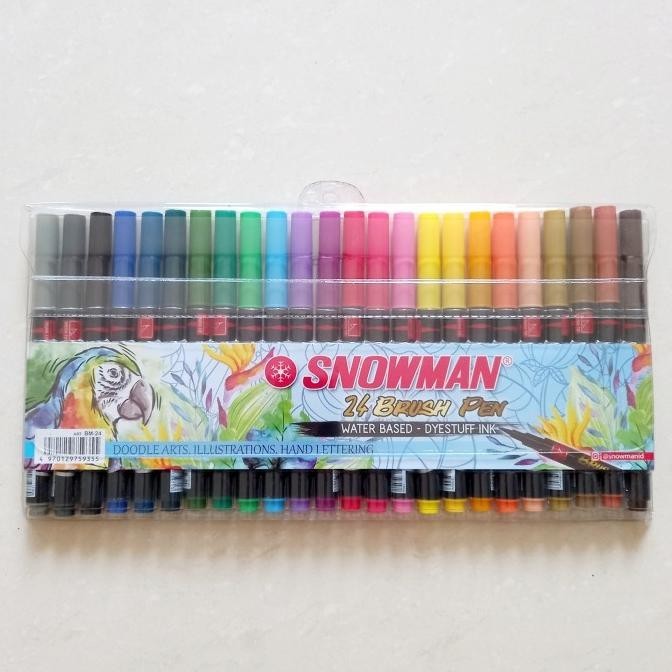 

Snowman Brush Pen /Brush Pen Kuas Set 24 warna BM-24 Lettering Doodle