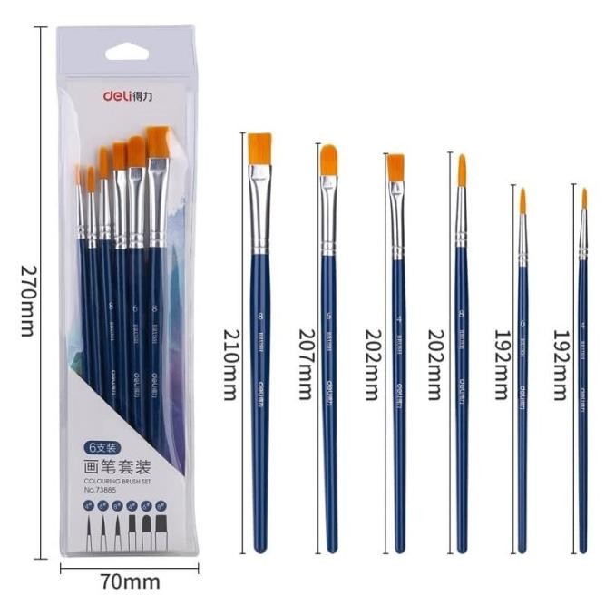 

Deli set kuas warna biru (6 pcs / pack) kombinasi bentuk kuas 73885