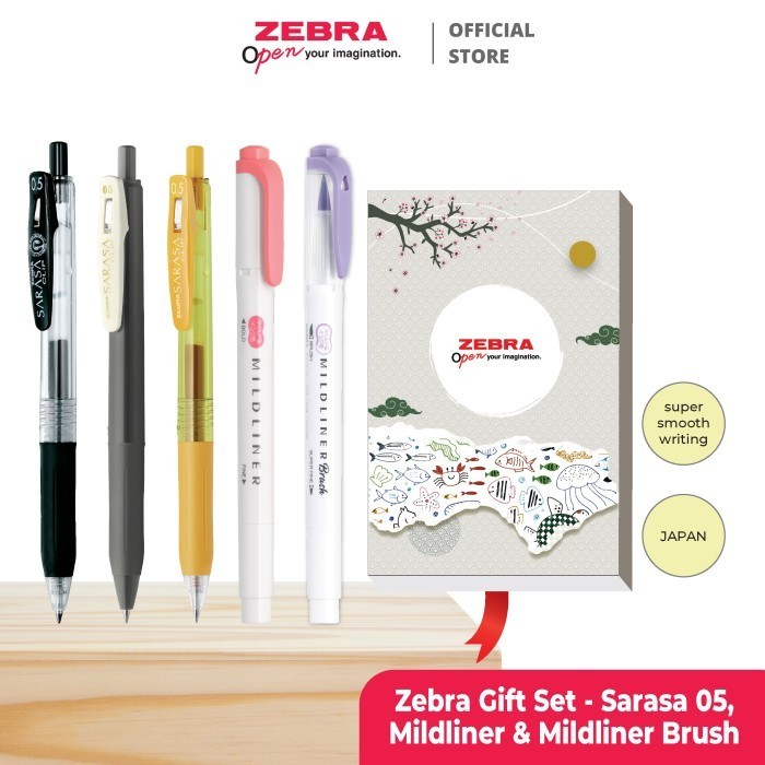 

Zebra Gift Set - Sarasa 05, Mildliner & Mildliner Brush Free Stiker
