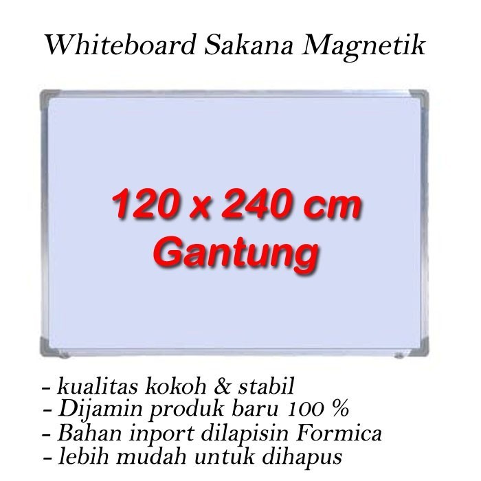 

Papan Tulis- whiteard sakana magnetik 120 x 240 cm Gantung