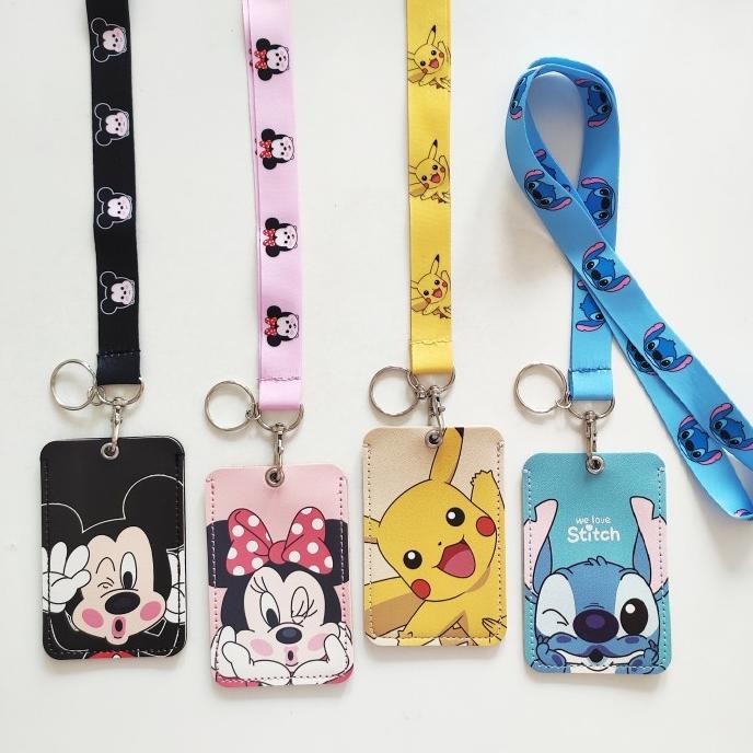 

ID Card Holder Name Tag Lanyard Kalung Kartu Kulit Kartun Lucu