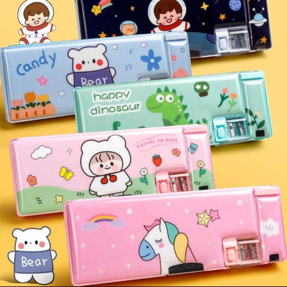 

SG Kotak Pensil Pola Kartun Lapisan Ganda dan Tunggal dengan Rautan Kapasitas / Tempat Pensil Multifungsi Motif Unicorn / Dinosaurus / Astronot Untuk Anak Tk