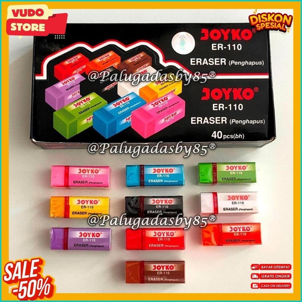 

(1 Pak/40 Pcs) Penghapus Joyko Er-110 10 Warna / Eraser Penghapus Joyko Er-110 / Joyko Er110 / Joyko Er 110 (Order Sebelum Ketinggalan)