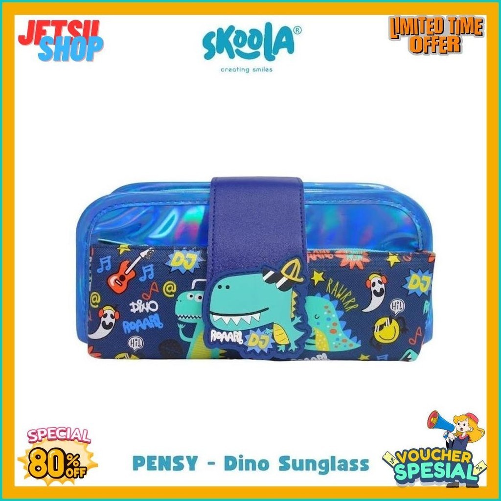 

Skoola Tempat Pensil Lipat 3 Pencil Case Threefold Anak Laki - Laki Lucu Dinosaurus Astronot - Pensy (Murmer)