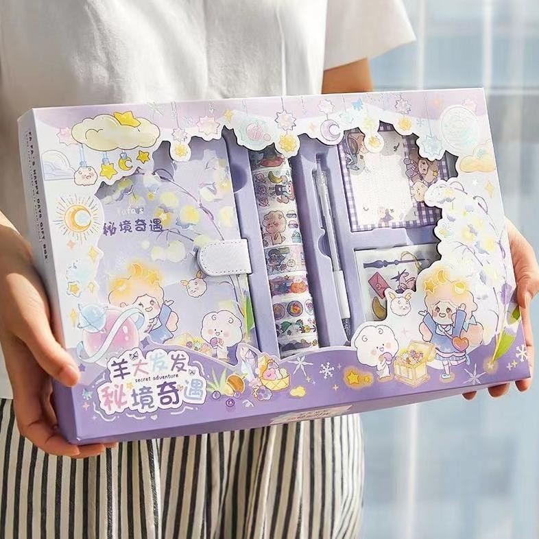 

Murah 5 In 1 Gift Set/ Diary Journal Kit Set Birthday Gift/ Paket Set Agenda/ Buku Catatan Set Lucu/Stiker Set Cute Diary Diy Book Set Cod