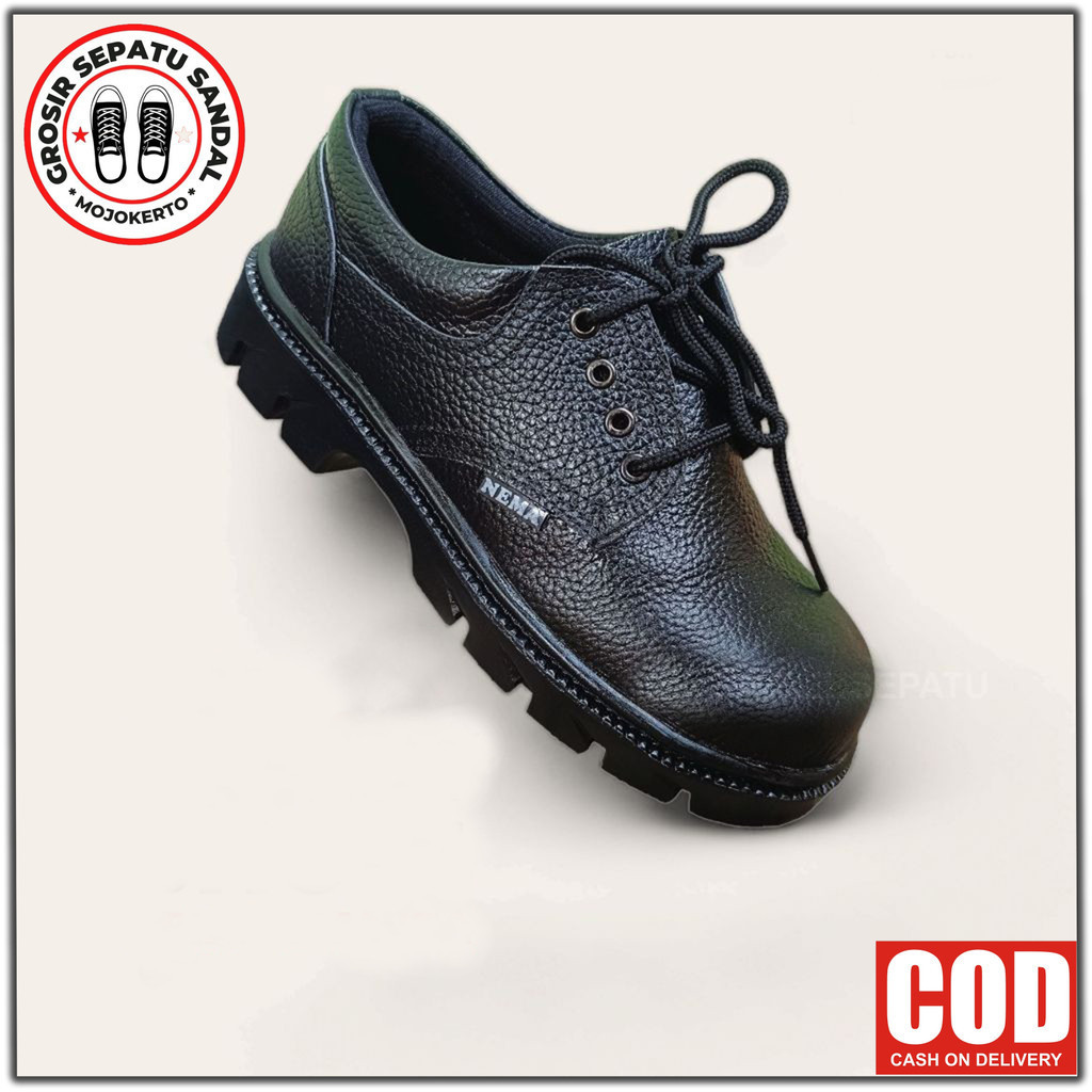 SEPATU SAFETY TALI KULIT ASLI SEPATU SAFETY PRIA WANITA UNISEX WORK SAFETY SHOES CEWEK SOL KARET