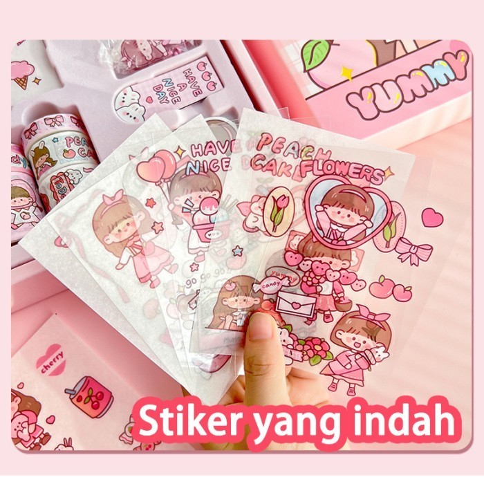 

Stiker Lucu Cute Diary Book 5 In 1 Set Box Tema Kartun Stiker Label