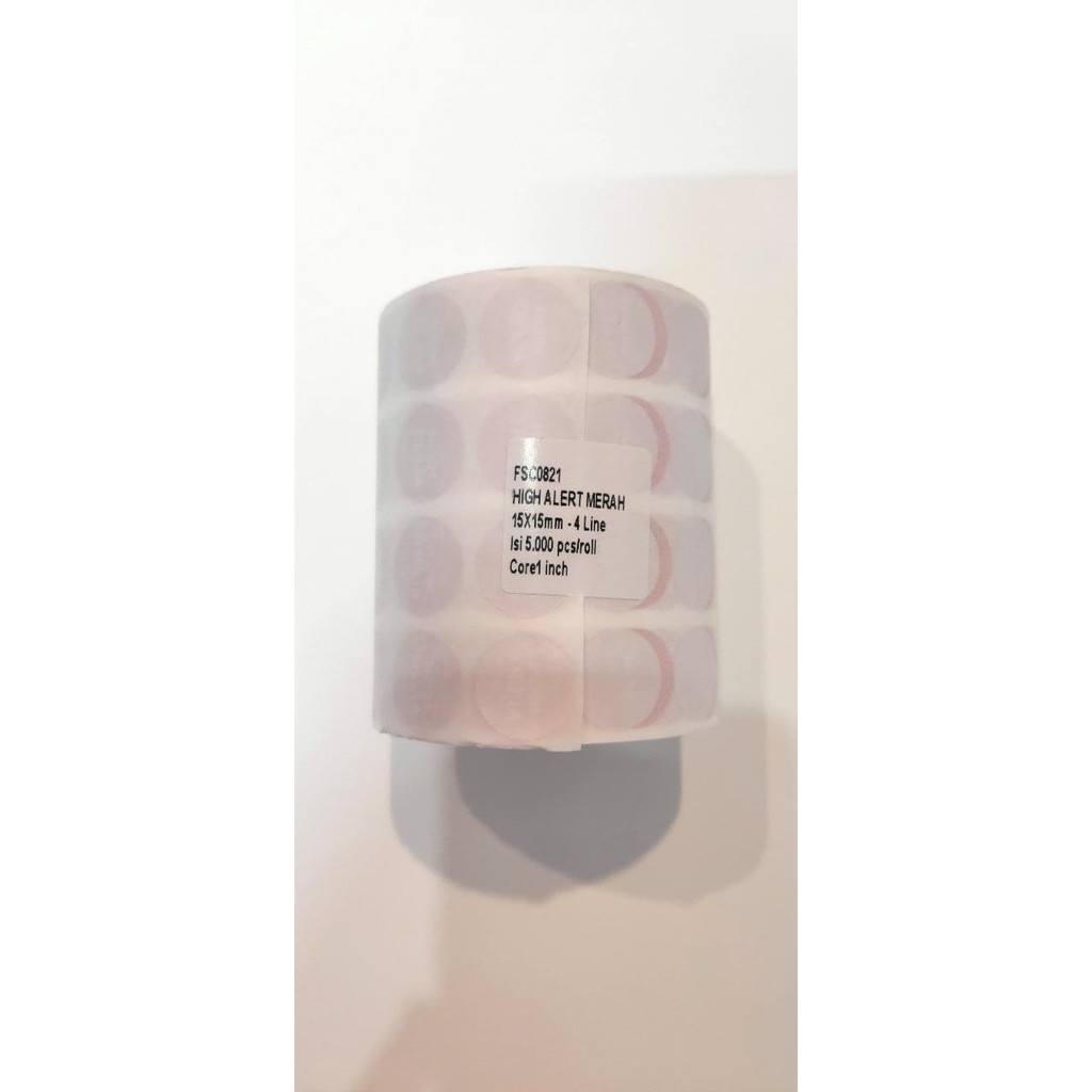 

STIKER ALERT MERAH BULAT 15X15mm isi 5000 pcs in ROLL