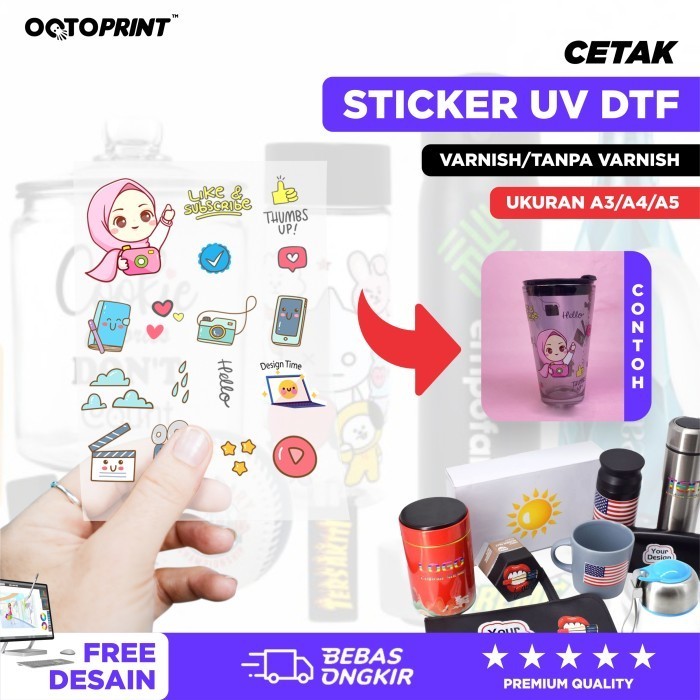 

Cetak Sticker 3D UV DTF Timbul Decal Kering Octoprint