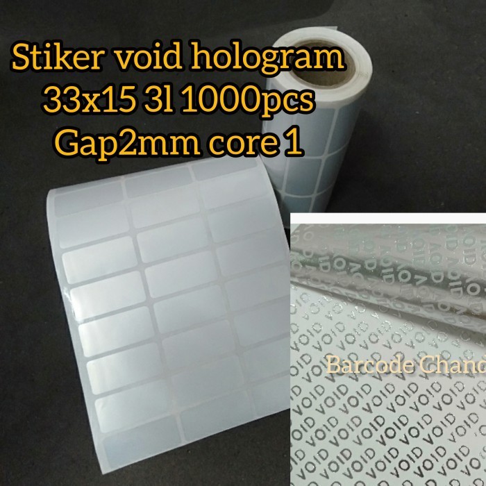 

sticker void hologram 33x15mm 3L 1000p gap 2mm core 1 hologram silver