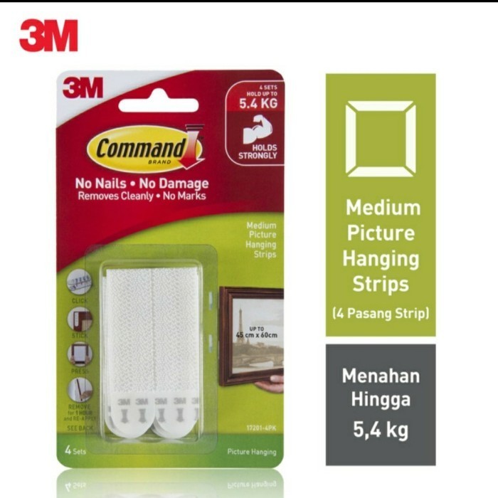 

3M Command Hook Medium Picture Hanging Strip 5.4 Kg 17201
