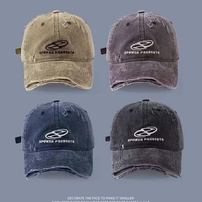 Topi Baseball Cap Ripped Jeans Retro Topi Sobek Distro Dewasa Denim