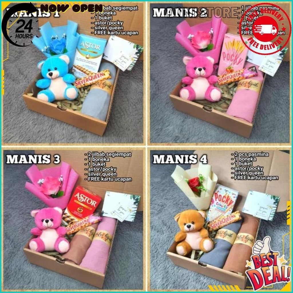 

Hampers Hijab + Coklat / Kado Muslimah / Gift Box Jilbab / Anniversary/ Wisuda / Sovenir Hadiah Ulang Tahun / Hampers Lebaran / Kado Valentine Valentain Valentin / Parcel Idulfitri Idul Fitri Terlaris