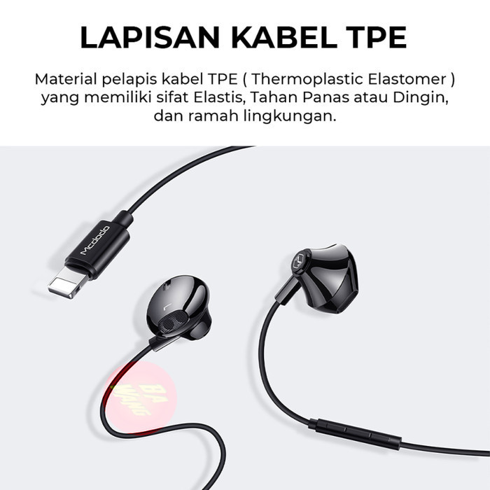 Mcdodo Lightning Earphone Headset Handfree 1.2M