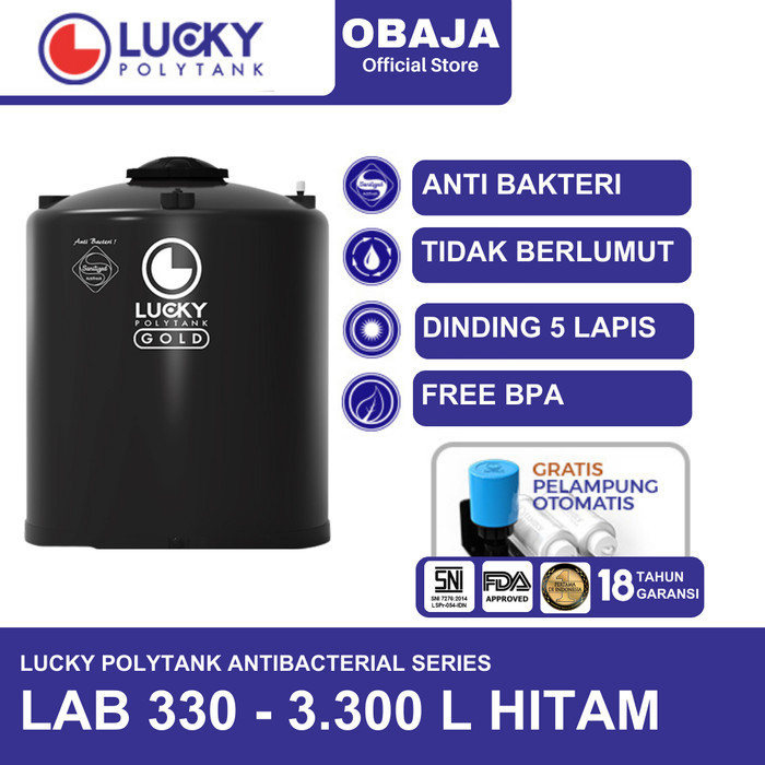 Lucky Polytank Toren / Tandon Air LAB 330 Lucky Polytank Hitam