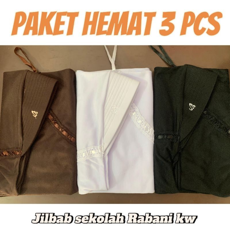 PAKET HEMAT 3 PCS (L) Jilbab sekolah Rabanikw SD SMP SMA // hijab instan anak sekolah model ASTRI HE
