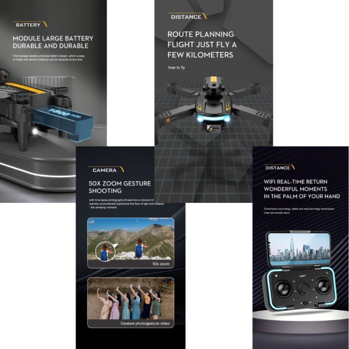 Drone Xt2 2 Baterai, Remote Control Drone Kamera Hd Dual Lens Camera